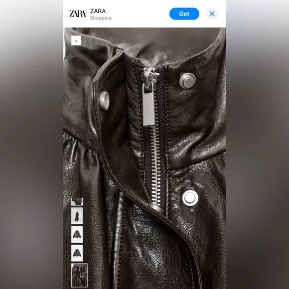 Zara Women's Brown Leather Bomber Jacket - Picture 5 of 8
